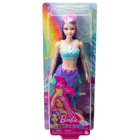 Poupée Barbie Dreamtopia Sirène avec Dégradé Bleu et Violet et Diadème