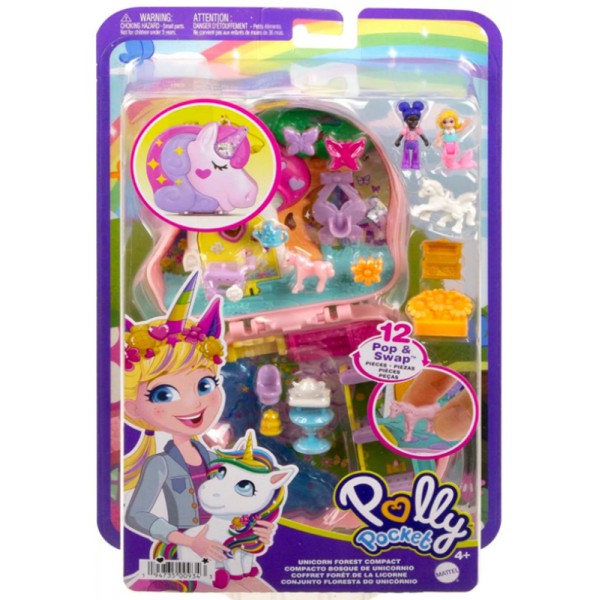 Polly Pocket - Coffret Forêt Des Licornes avec Surprises et Accessoires