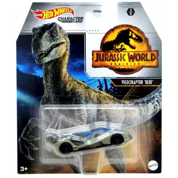 Hot Wheels Character Cars Jurassic World Velociraptor Blue