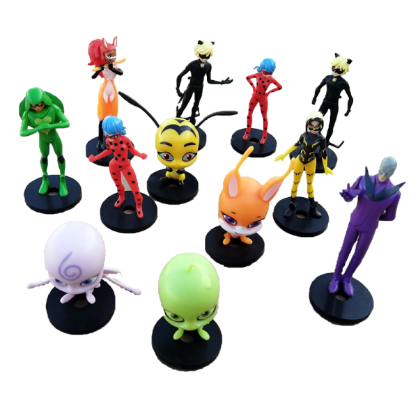 Lot de 12 Figurines Miraculous Topeez