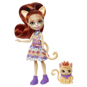Poupée Enchantimals Tarla Chat 15 cm et Figurine Animale Cuddler