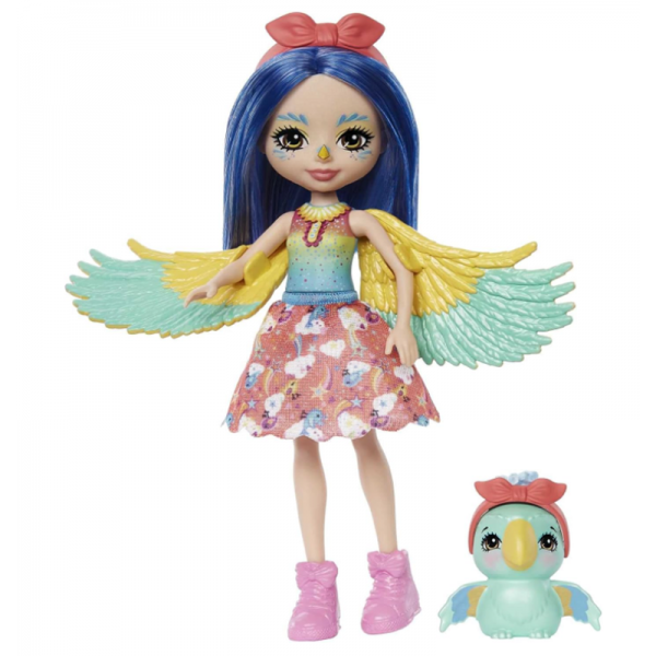 Poupée Enchantimals Prita Perroquet 15 cm et Figurine Flutter