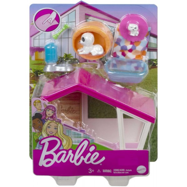 Barbie - Niche et Deux Figurines Chiots et Accessoires