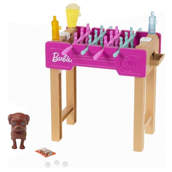 Barbie - Coffret Babyfoot Avec Figurine Chien et Accessoires