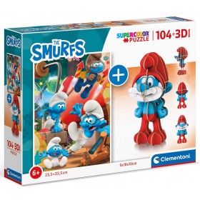 Puzzle 104 pièces + Pitufos 3D - The Smurfs Clementoni 20341