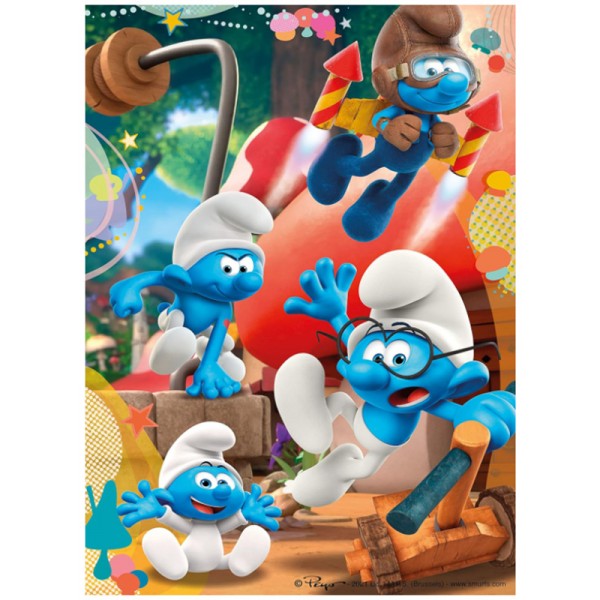 Puzzle 104 pièces + Pitufos 3D - The Smurfs Clementoni 20341