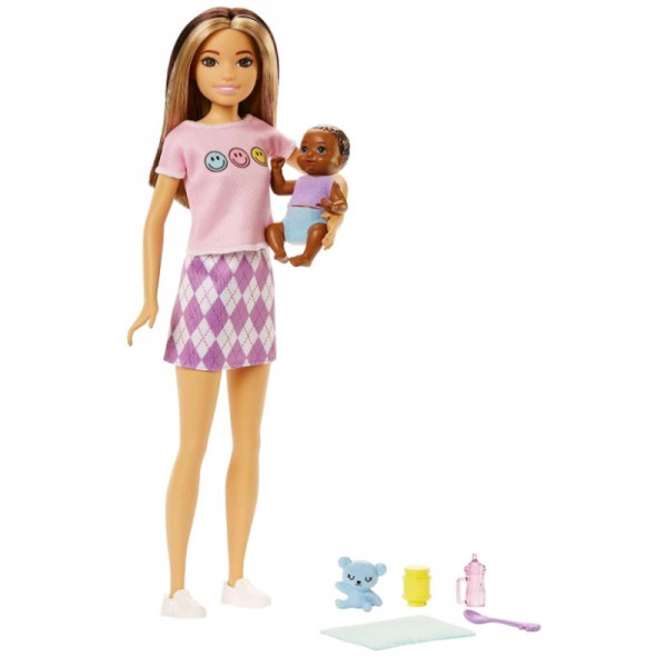 Coffret Poupée Barbie Skipper Avec Figurine Bébé et Accessoires