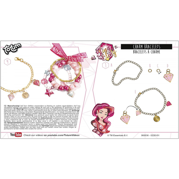 Totum Bling Bling Bracelets à Charms - set bijoux DIY - notice mode d'emploi verso