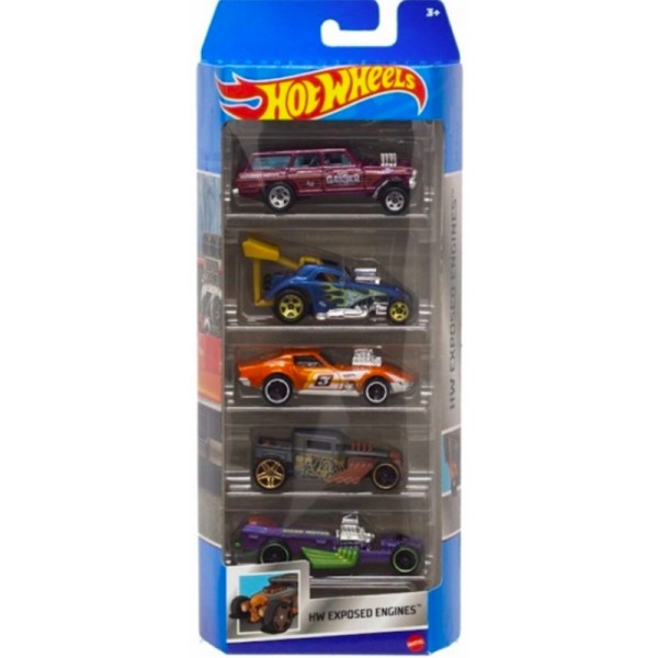 Hot Wheels Coffret 5 Véhicules Miniatures HW Exposed Engines