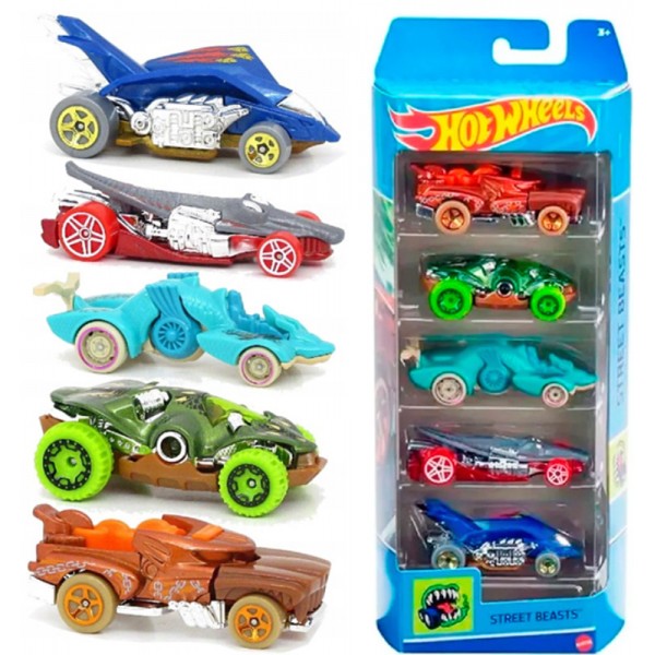 Hot Wheels Coffret 5 Véhicules Miniatures Street Beasts