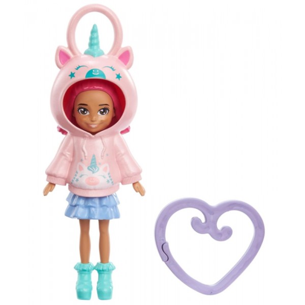 Mini Poupée Polly Pocket avec clip amitié cœur parme