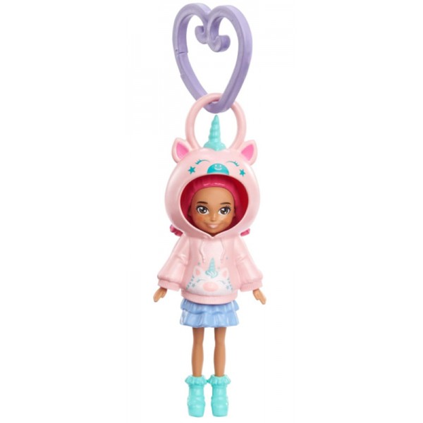 Mini Poupée Polly Pocket avec clip amitié cœur parme