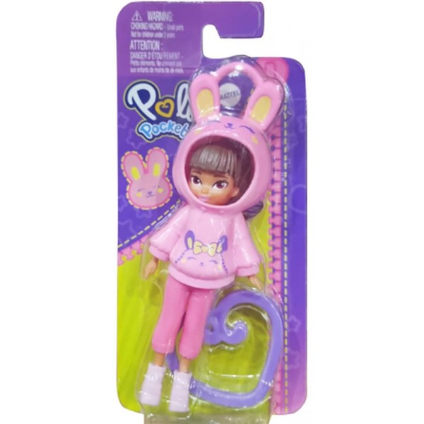 Mini Poupée Polly Pocket avec clip amitié cœur violet