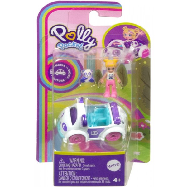 Polly Pocket - Véhicule Panda avec Mini Poupée Polly et Panda