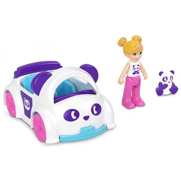 Polly Pocket - Véhicule Panda avec Mini Poupée Polly et Panda