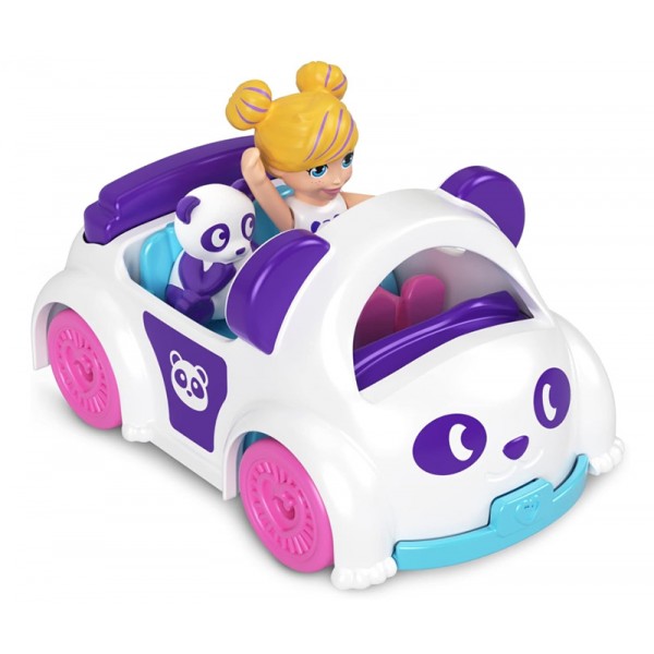 Polly Pocket - Véhicule Panda avec Mini Poupée Polly et Panda