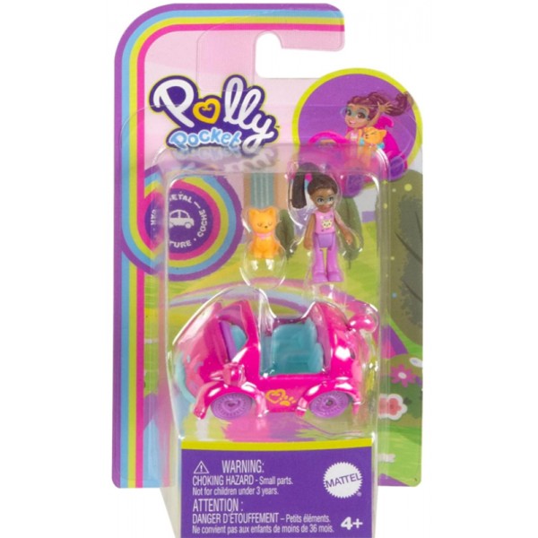 Polly Pocket - Véhicule Chat avec Mini Poupée Shani et Chat