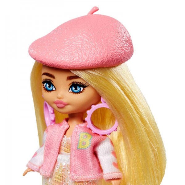 Poupée Barbie Extra Mini Poupée Blonde 8cm avec Béret