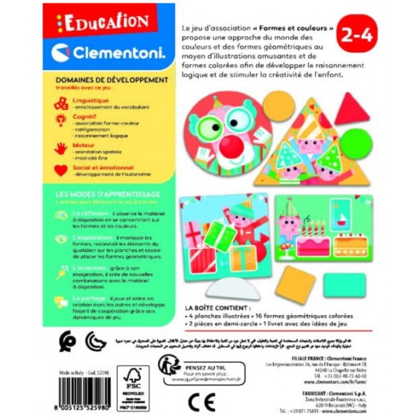 Jeu Educatif Clementoni Formes et Couleurs